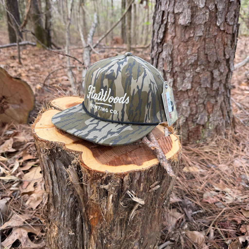 Flatwoods Mossy Oak Bottomland Rope Hat | Camo Hunting Snapback Hat