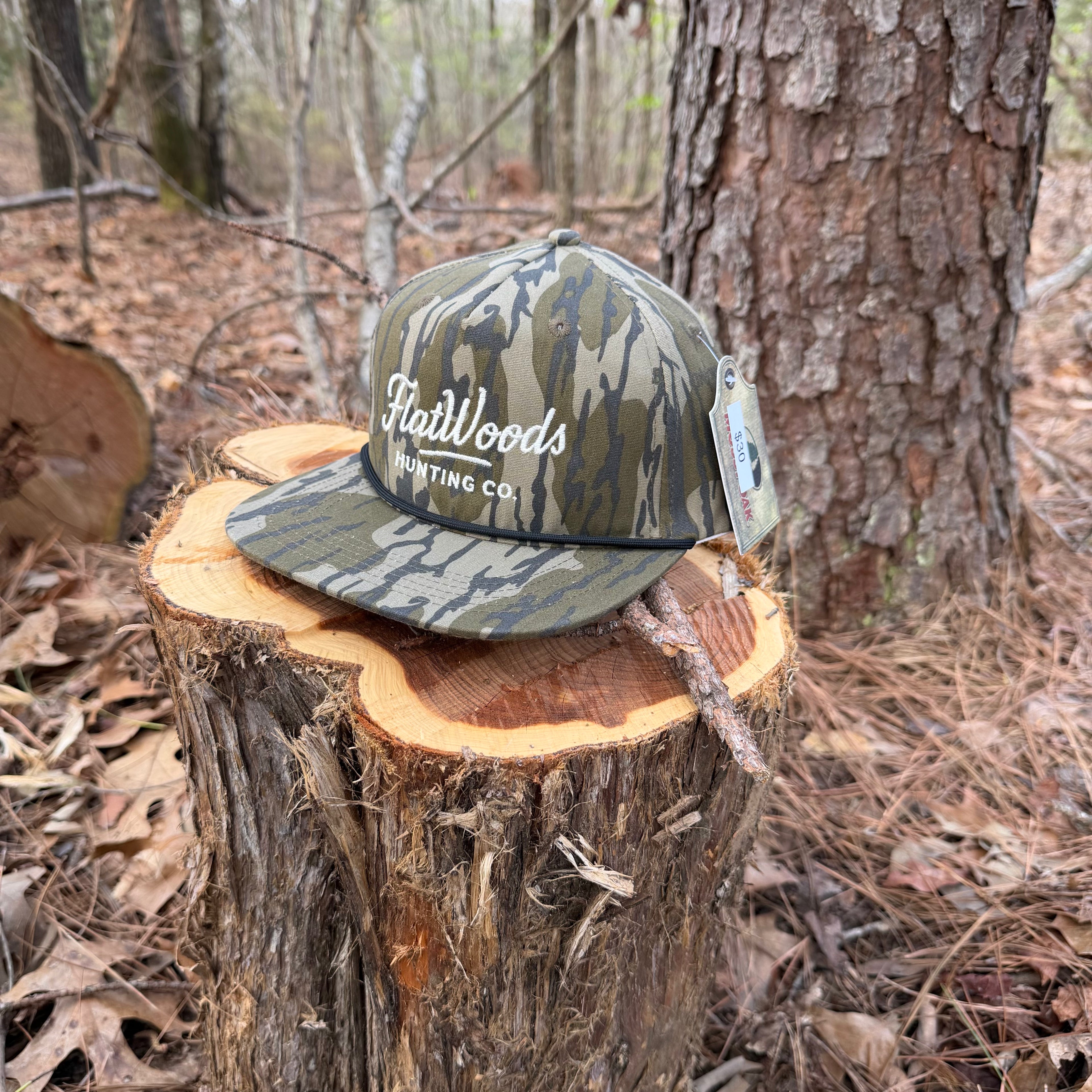 Flatwoods Mossy Oak Bottomland Rope Hat | Camo Hunting Snapback Hat
